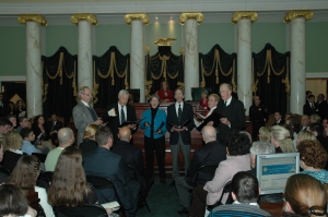 Members of the JCC sing our National Anthem as well as "America, the Beautiful" at the opening of the Rhode Island Senate, January 2011